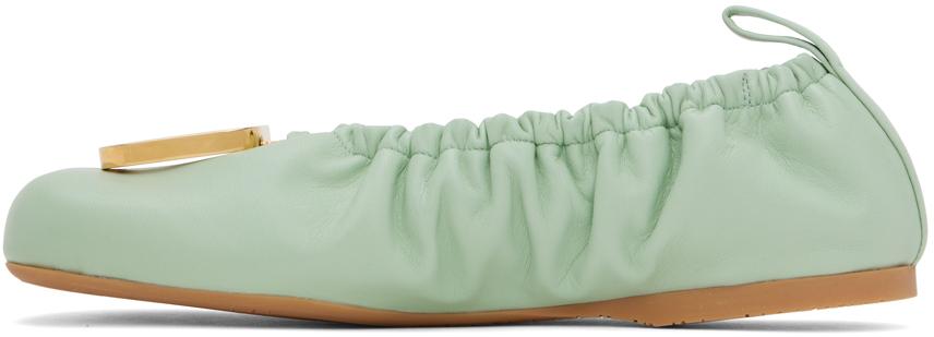 Green JWA Puller Leather Ballerina Flats