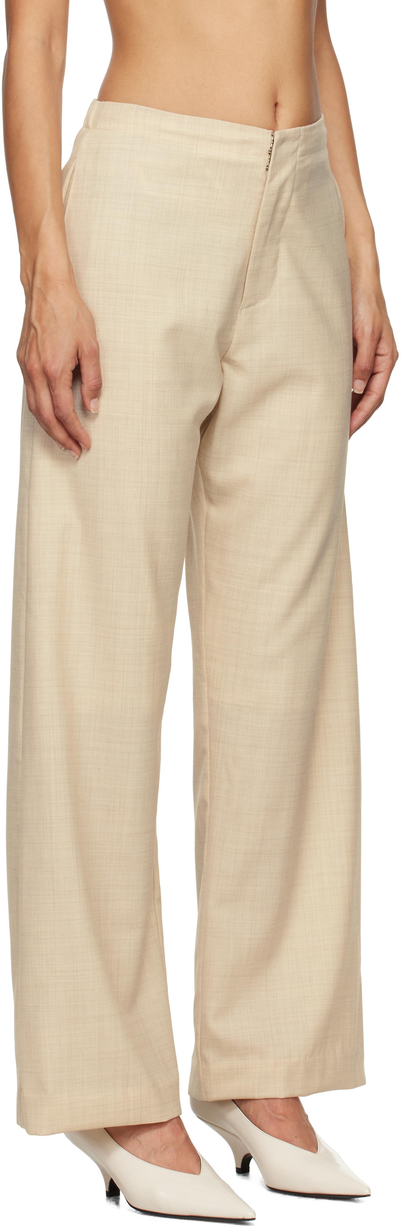 Beige Fine Lana Trousers