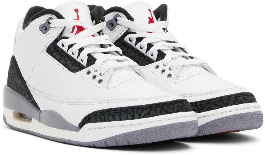 White & Gray Air Jordan 3 Retro Sneakers