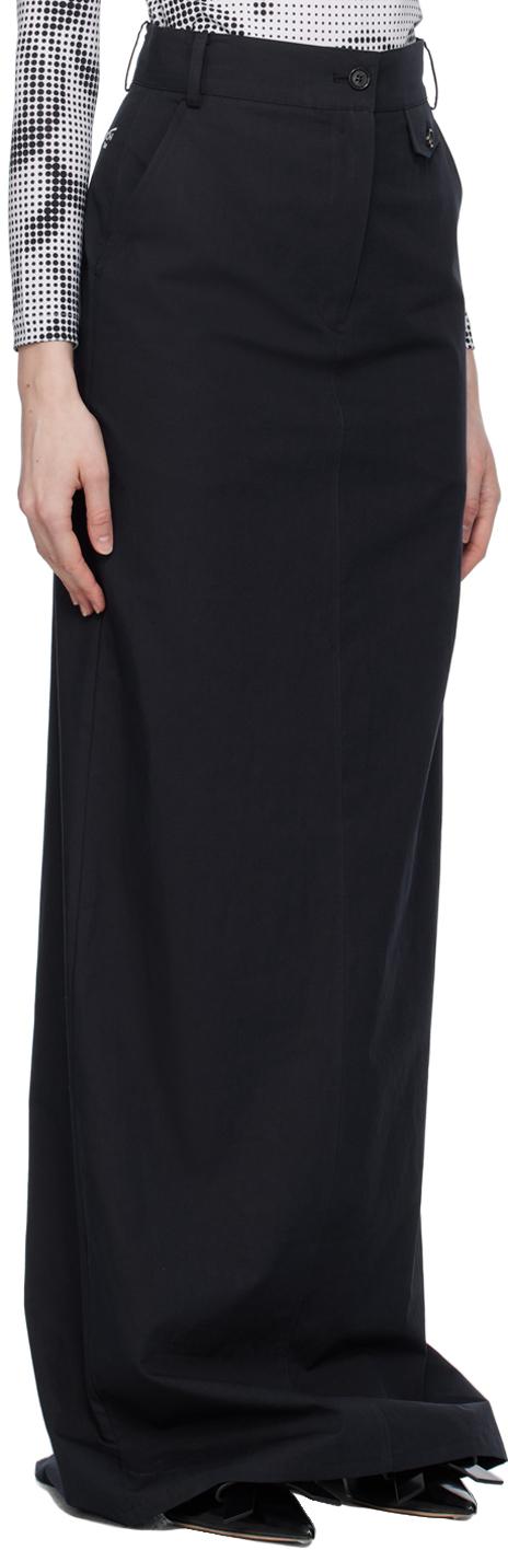 Navy Embroidered Maxi Skirt