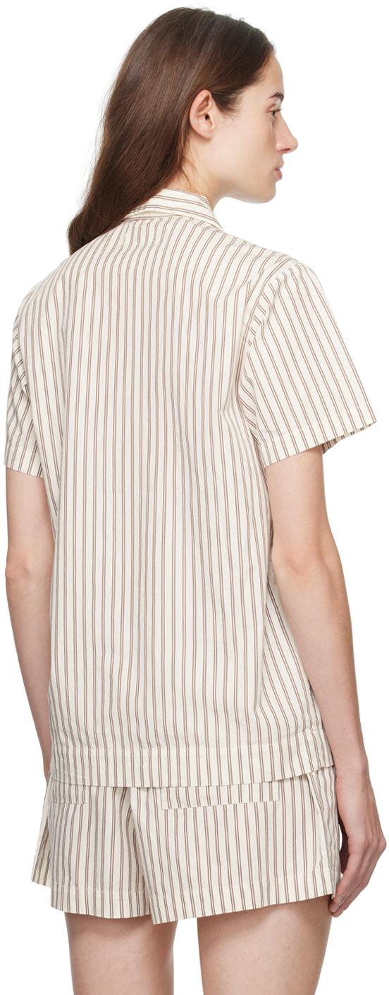 Off-White & Brown Short Sleeve Pyjama Shirt