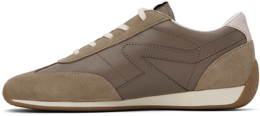 Taupe Slim Suede Retro Runner Sneakers