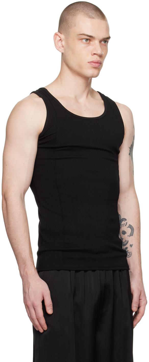 Black Creased Tank Top