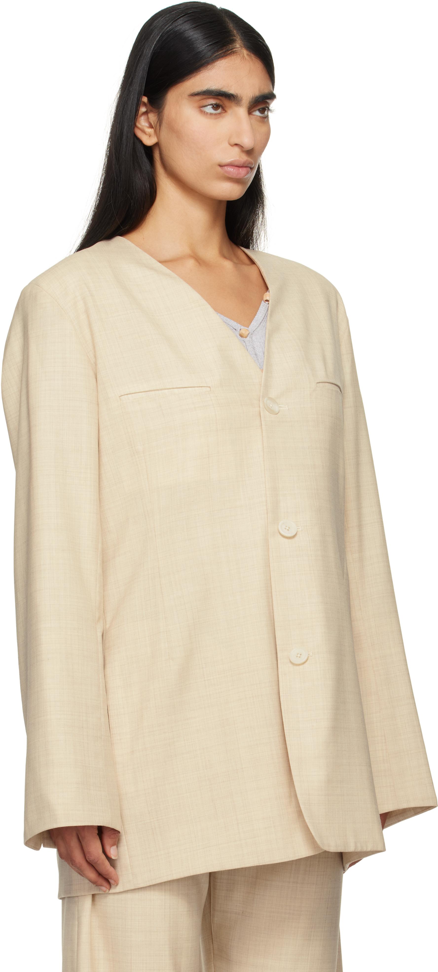 Beige Fine Lana Blazer