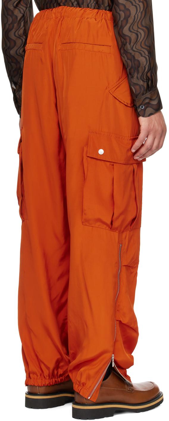 Orange Drawstring Cargo Pants