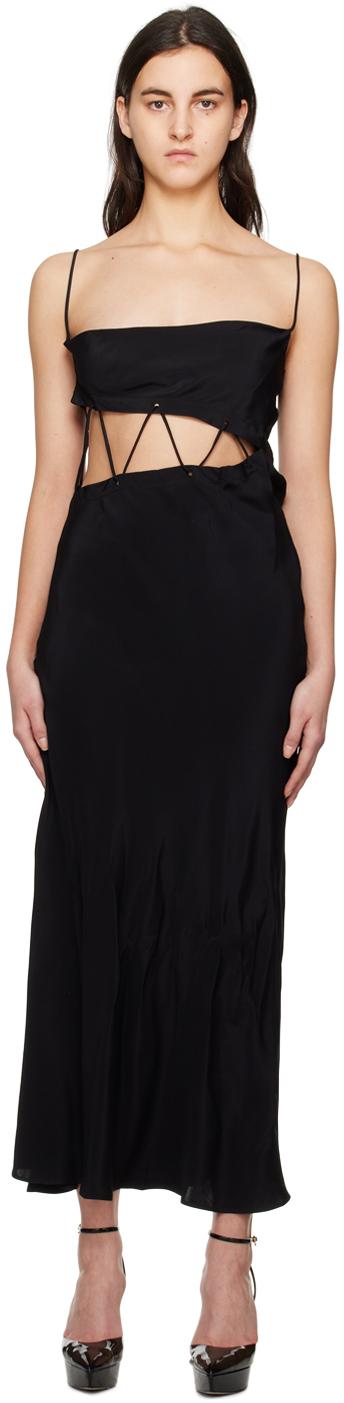 Black Disconnect Midi Dress