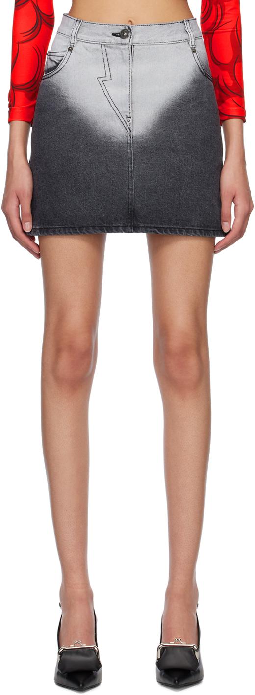 Black Brief-Washed Denim Miniskirt