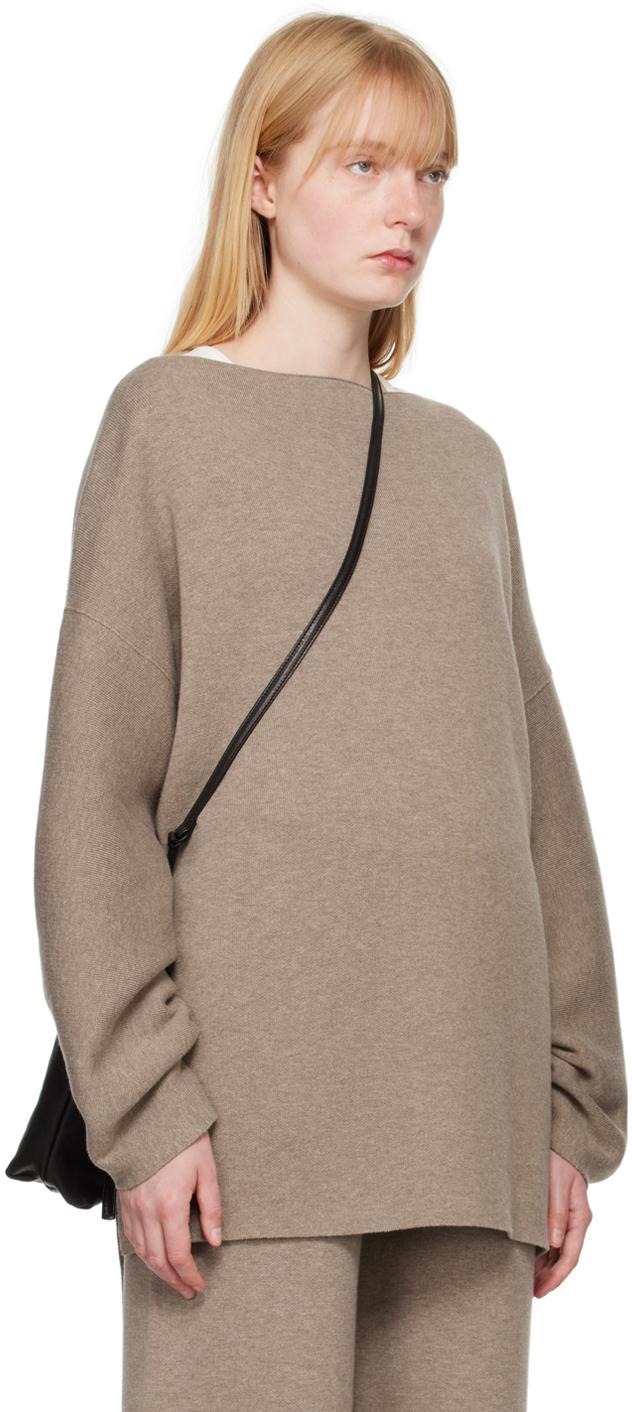 Taupe Boat Neck Sweater