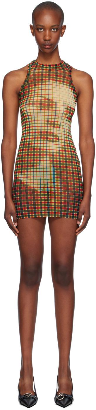 Yellow & Green Tartan Face Minidress