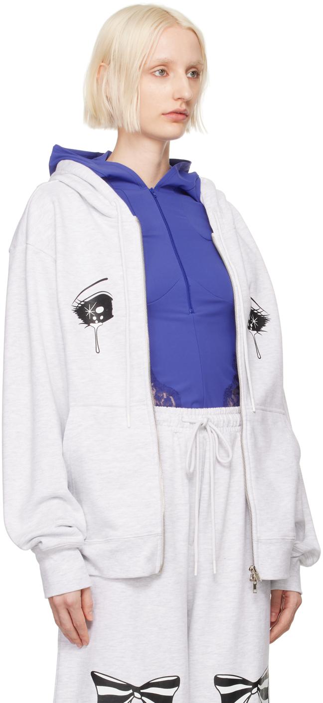 Gray Crying Eye Zip-Up Hoodie