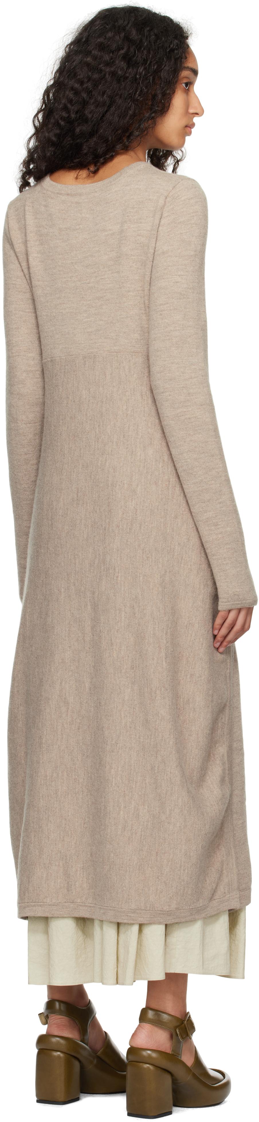 Beige Sleeves Midi Dress