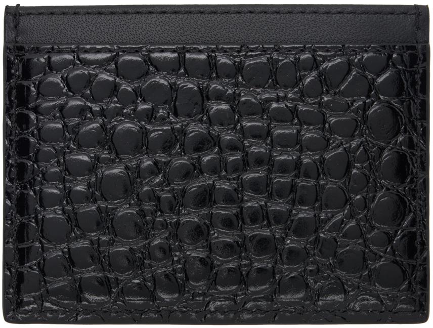 Black Croc-Embossed Card Holder