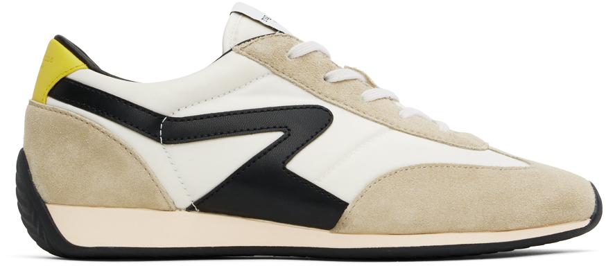 White & Beige Retro Runner Slim Sneakers