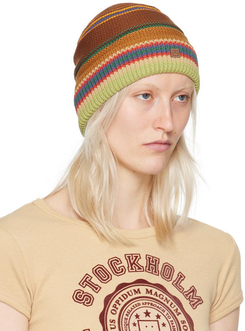 Brown Striped Beanie