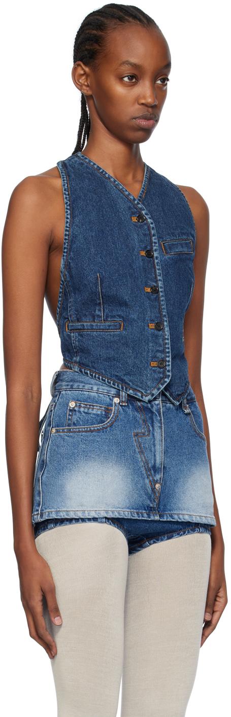 Indigo Halter Neck Denim Vest