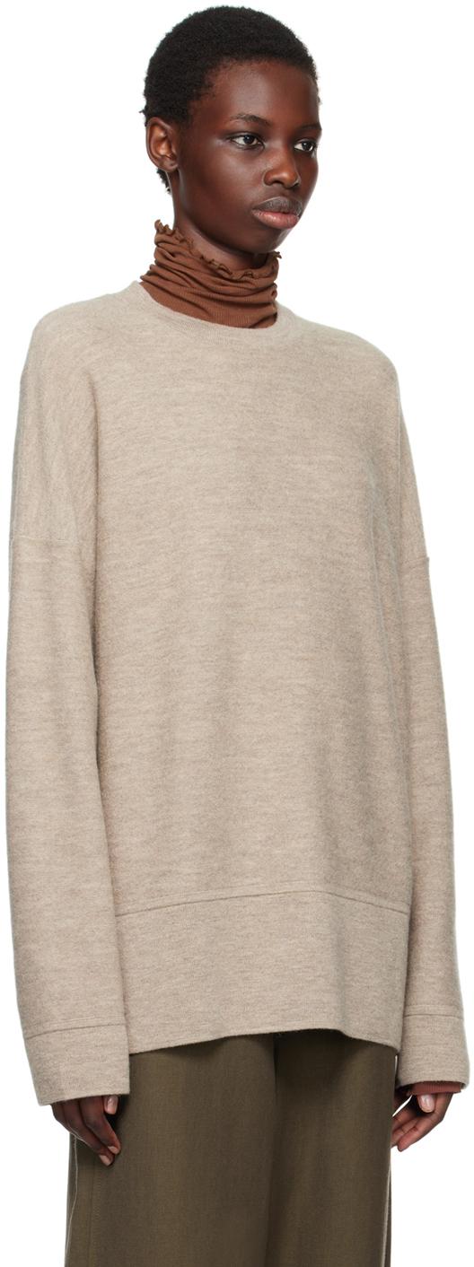 Taupe Oversize Crewneck Sweater