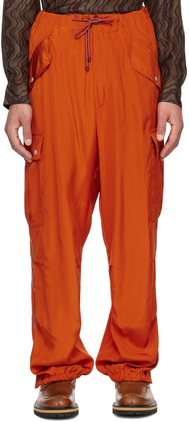 Orange Drawstring Cargo Pants