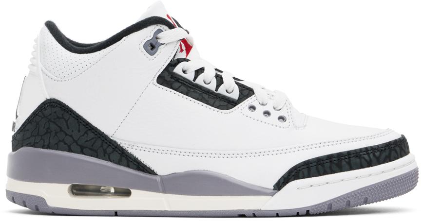 White & Gray Air Jordan 3 Retro Sneakers