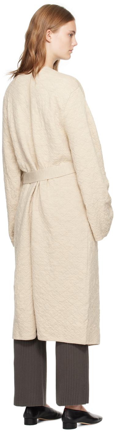 Beige Diamond Quilt Long Cardigan