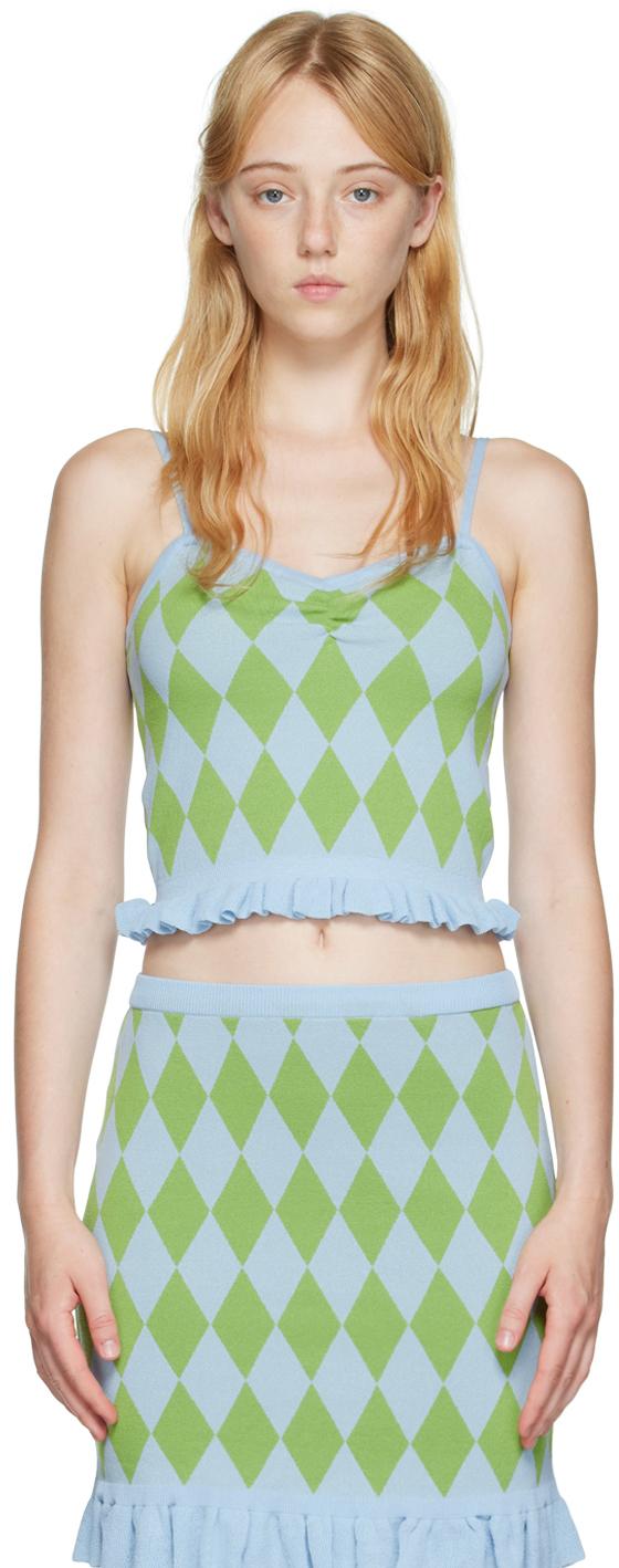 Blue Argyle Tank Top