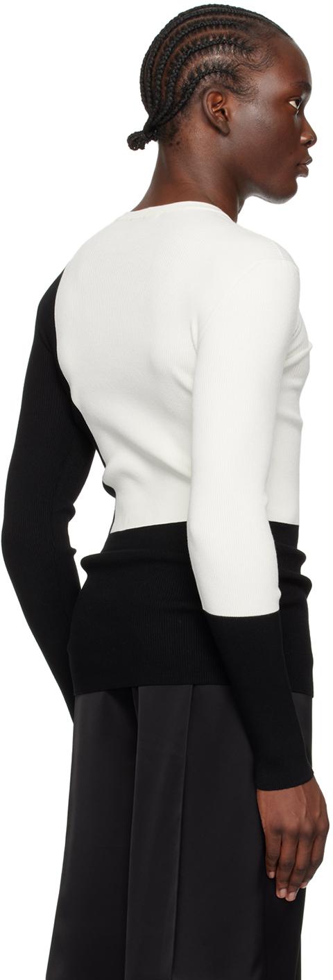 White & Black Color Block Sweater