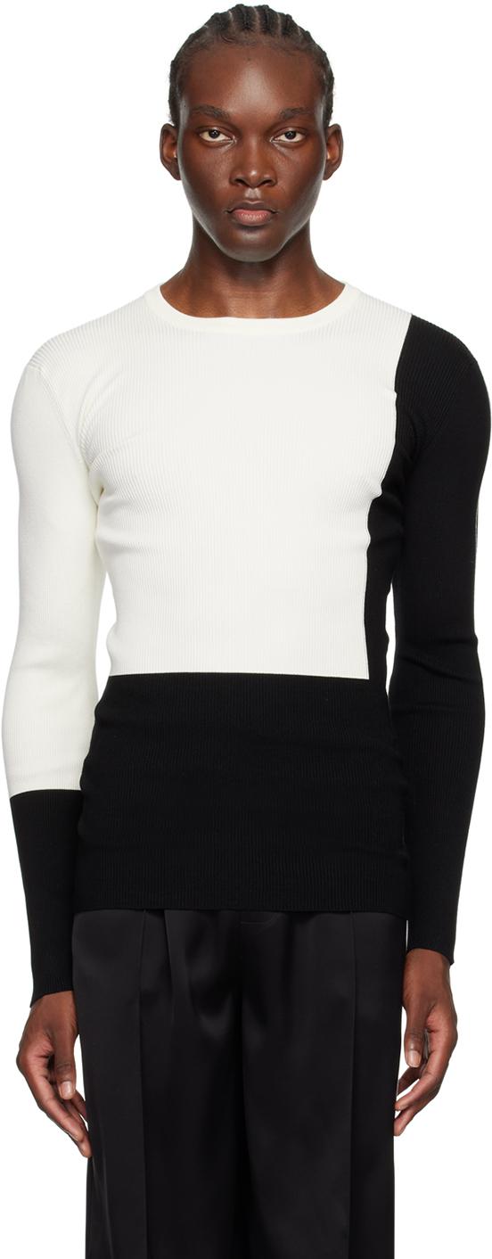 White & Black Color Block Sweater