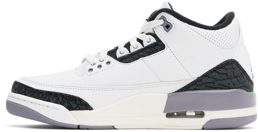 White & Gray Air Jordan 3 Retro Sneakers