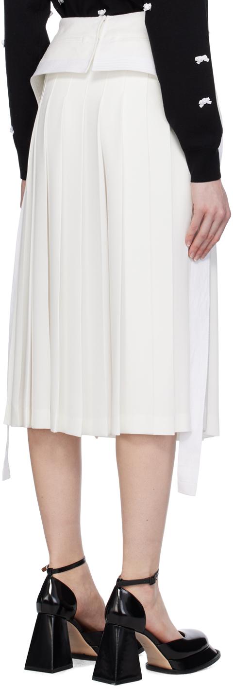 White Pleated Midi Skirt