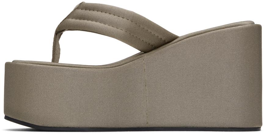 Gray Branded Wedge Sandals