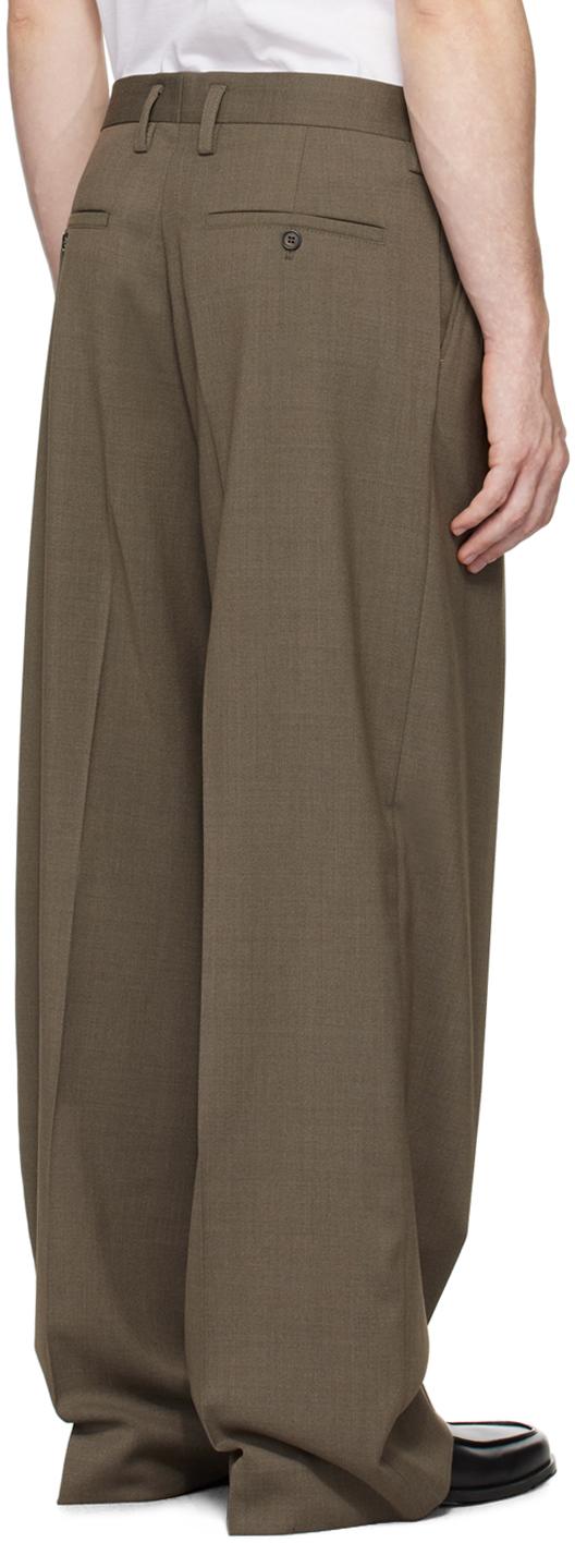 Taupe Wide Wool Trousers