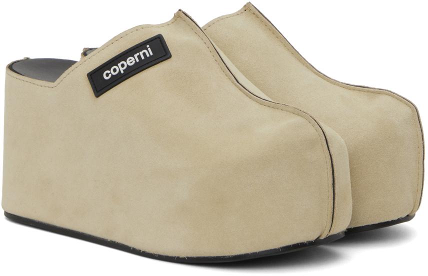 Beige Branded Wedge Clogs