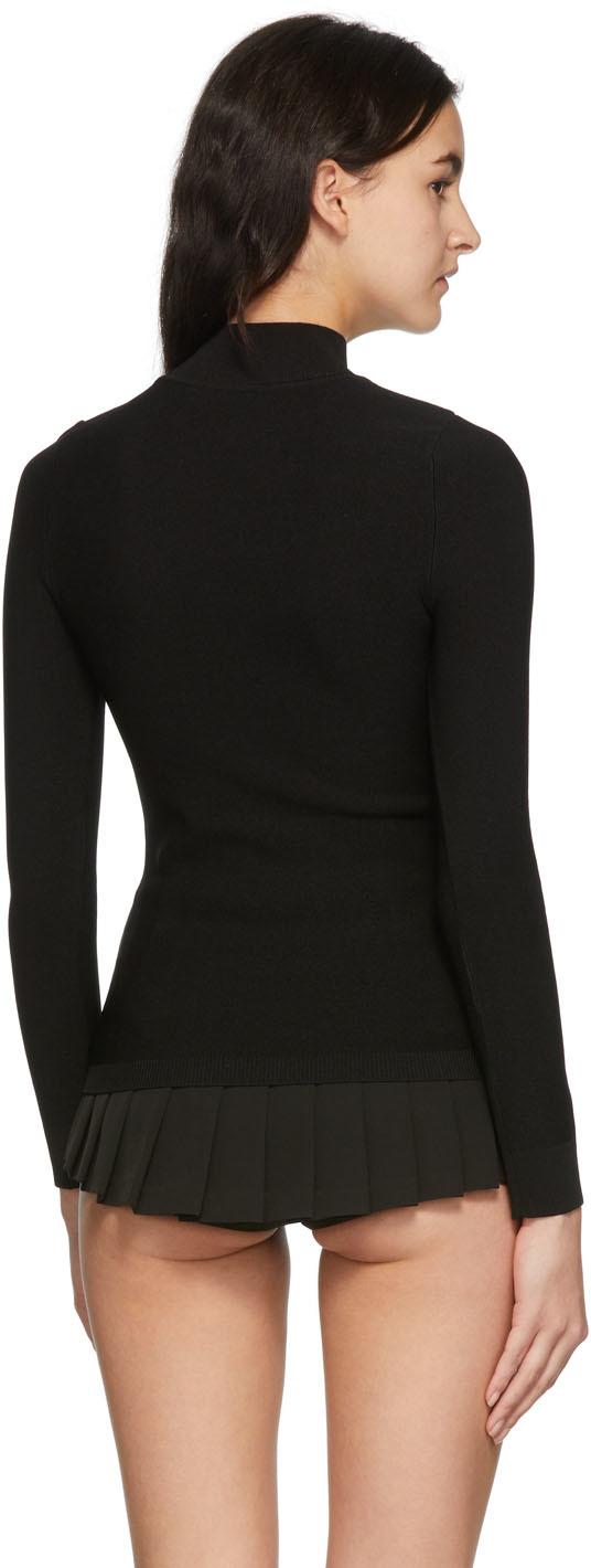 Black Sheer Paneled Turtleneck