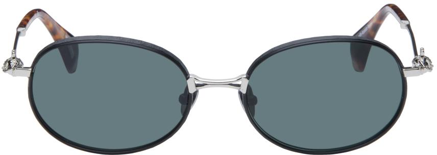 Black & Silver Oval Sunglasses