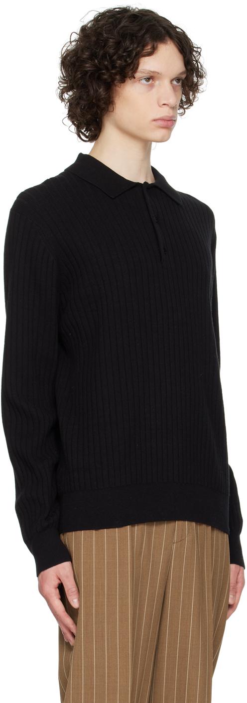 Black Three-Button Placket Polo