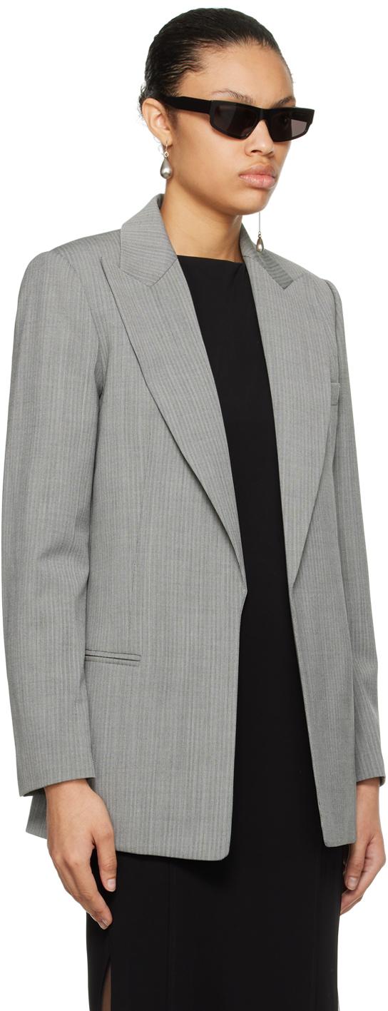 Gray Peaked Lapel Blazer