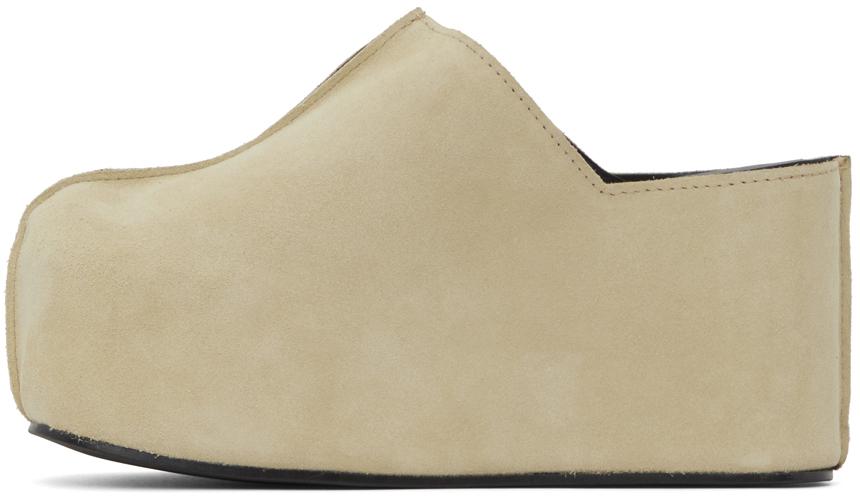 Beige Branded Wedge Clogs