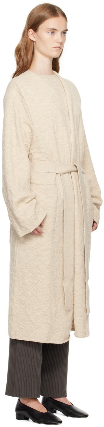 Beige Diamond Quilt Long Cardigan