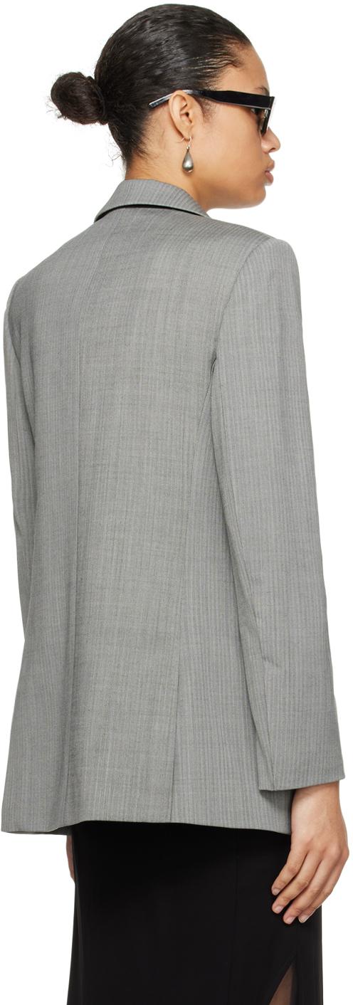 Gray Peaked Lapel Blazer