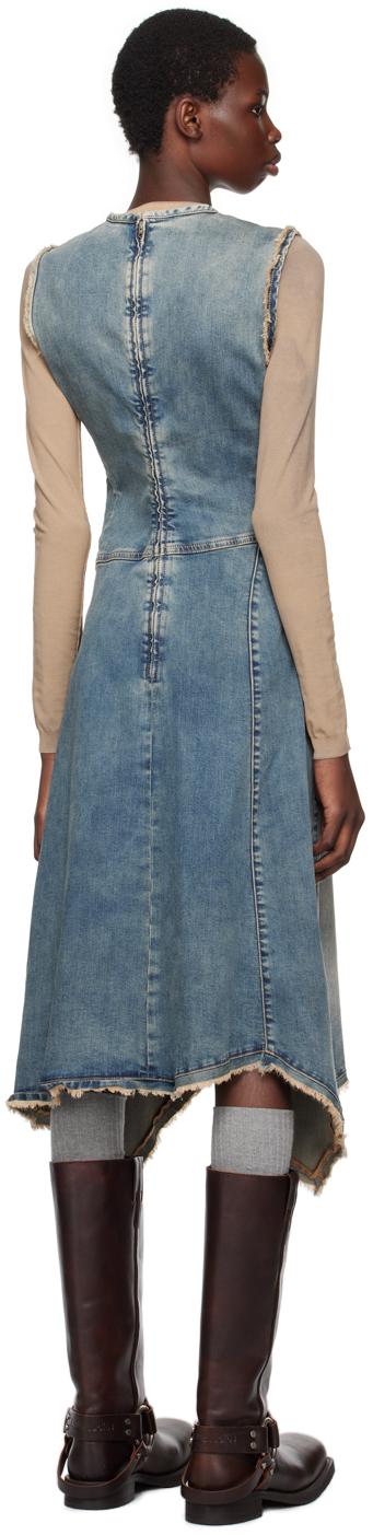 Blue Faded Denim Midi Dress