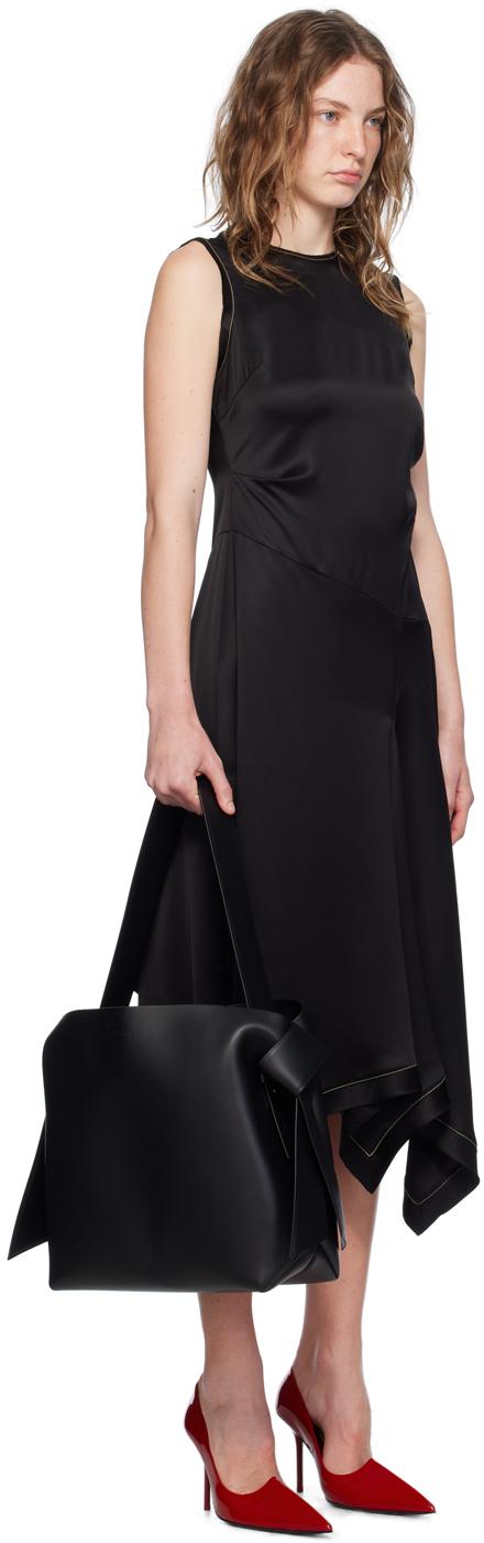 Black Raw Edge Midi Dress