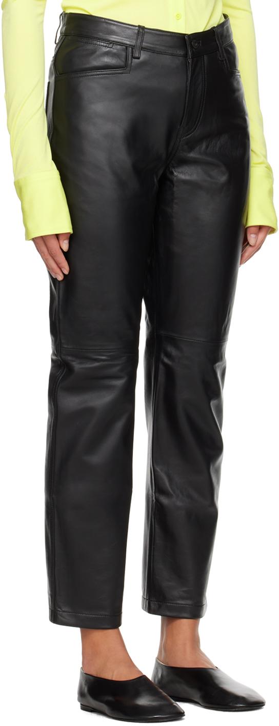 Black Proenza Schouler White Label Straight Leather Pants