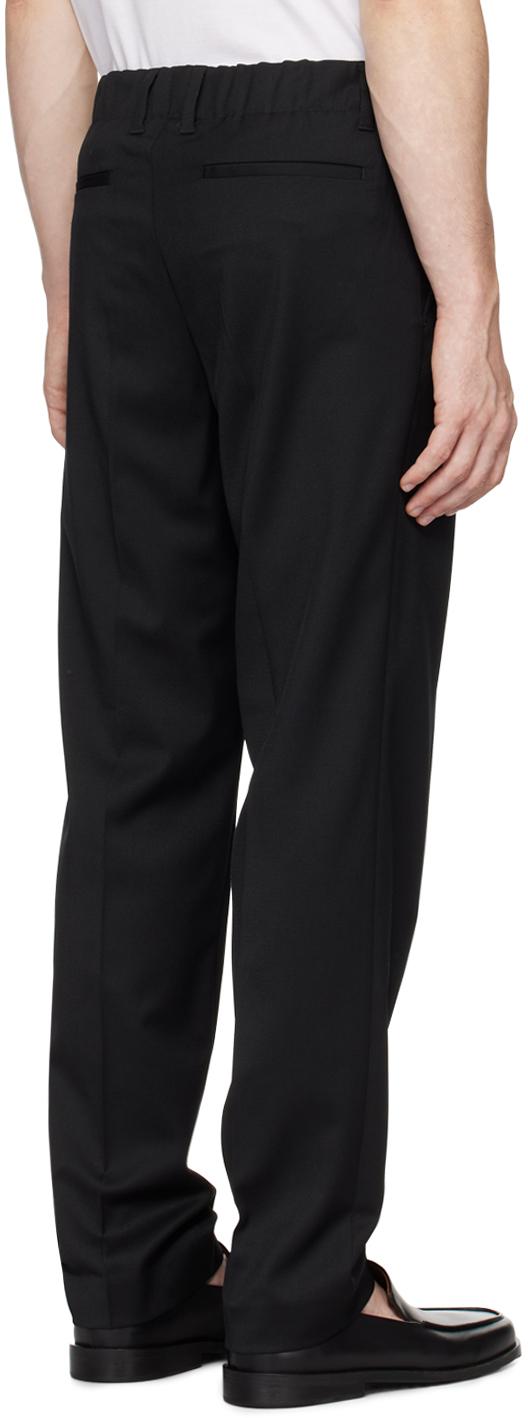 Black Elastic Waist Tailored Trousers