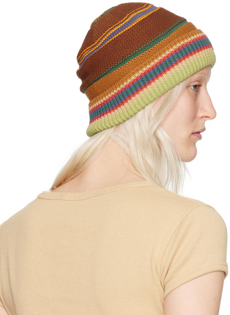 Brown Striped Beanie