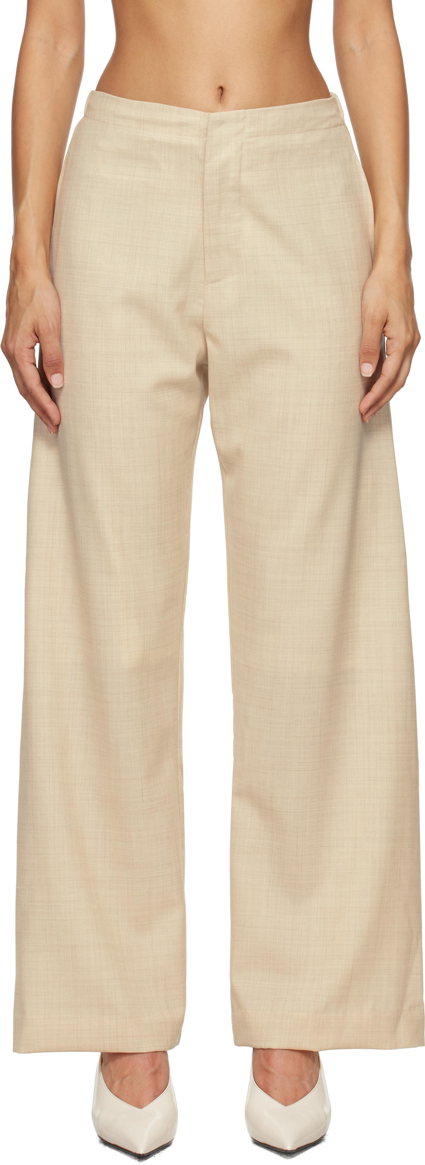 Beige Fine Lana Trousers