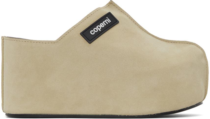 Beige Branded Wedge Clogs