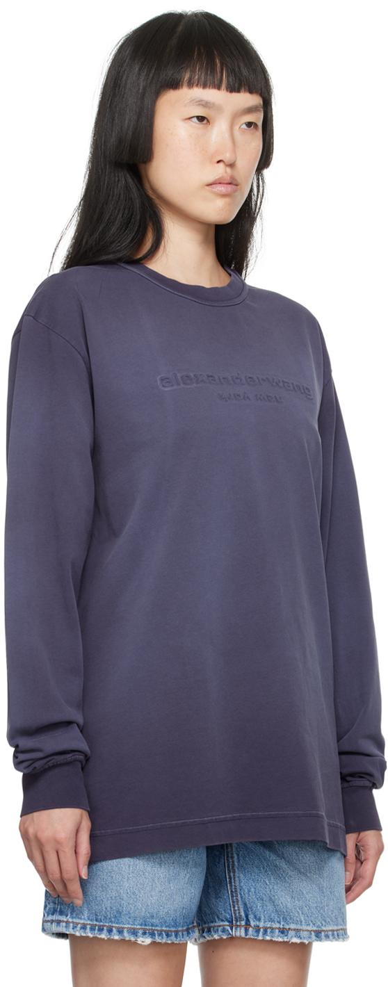 Purple Embossed Long Sleeve T-Shirt