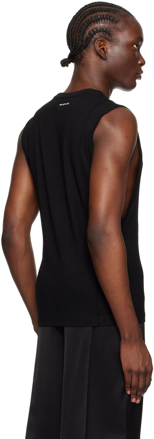 Black Creased Muscle Tank Top