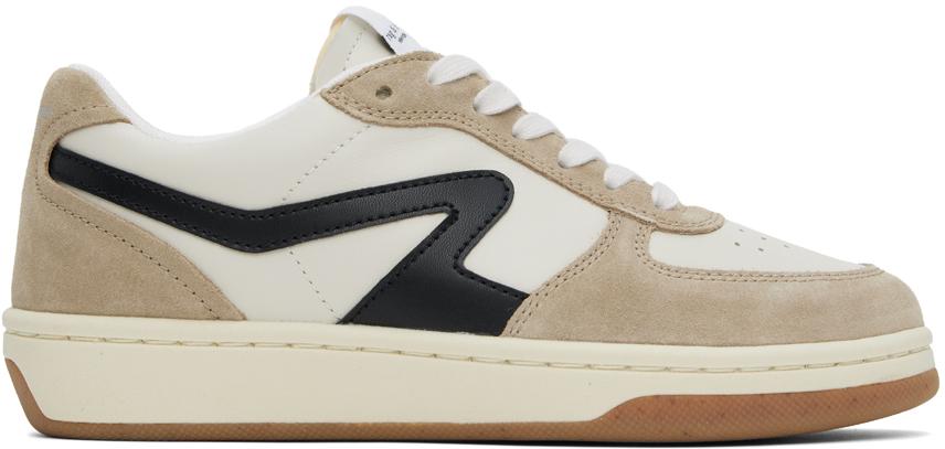 Taupe & Off-White Retro Court Sneakers