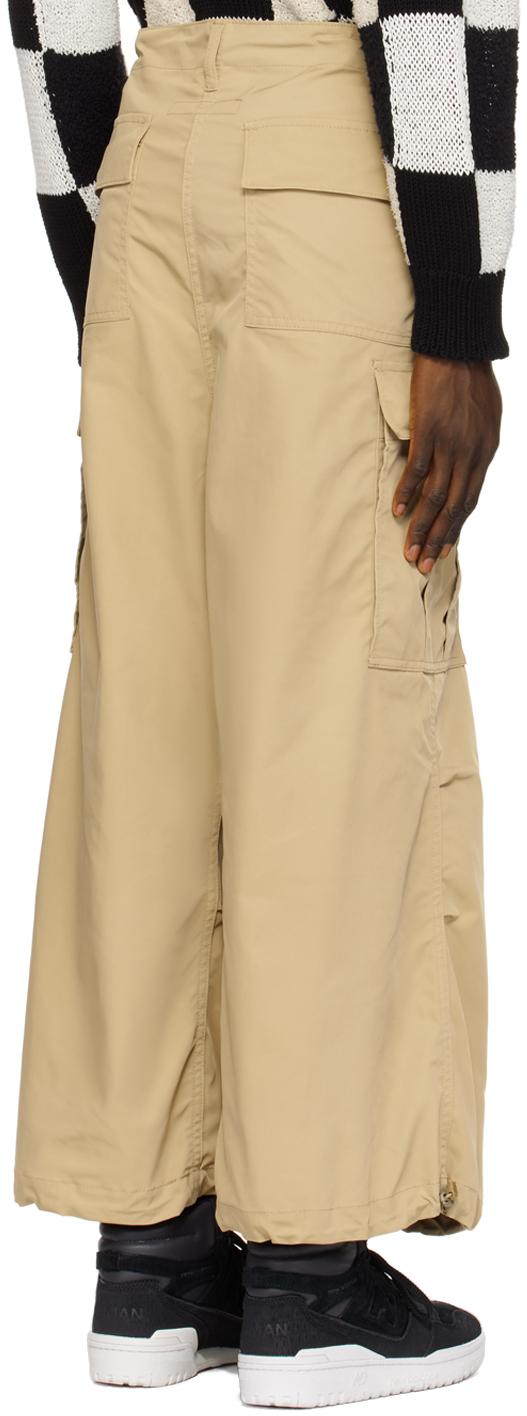 Beige Drawstring Cargo Pants