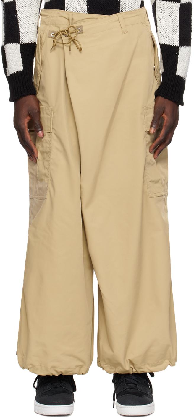 Beige Drawstring Cargo Pants